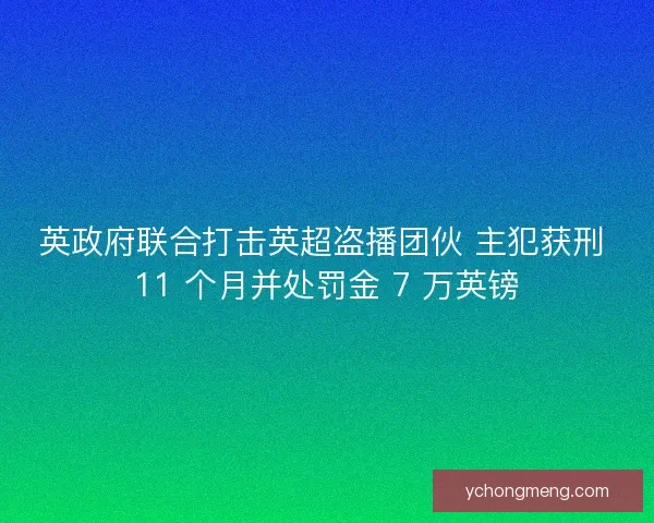 英政府联合打击英超盗播团伙 主犯获刑 11 个月并处罚金 7 万英镑