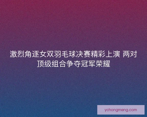 激烈角逐女双羽毛球决赛精彩上演 两对顶级组合争夺冠军荣耀