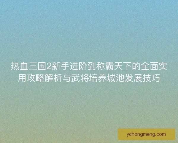 热血三国2新手进阶到称霸天下的全面实用攻略解析与武将培养城池发展技巧