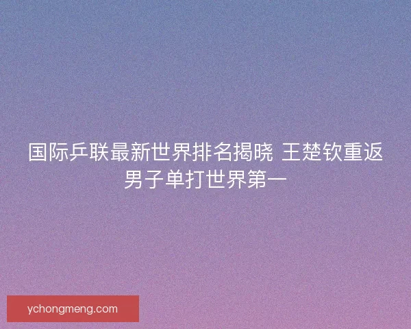 国际乒联最新世界排名揭晓 王楚钦重返男子单打世界第一